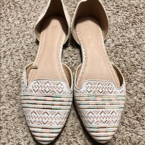 Tribal flats pink and green embroidery